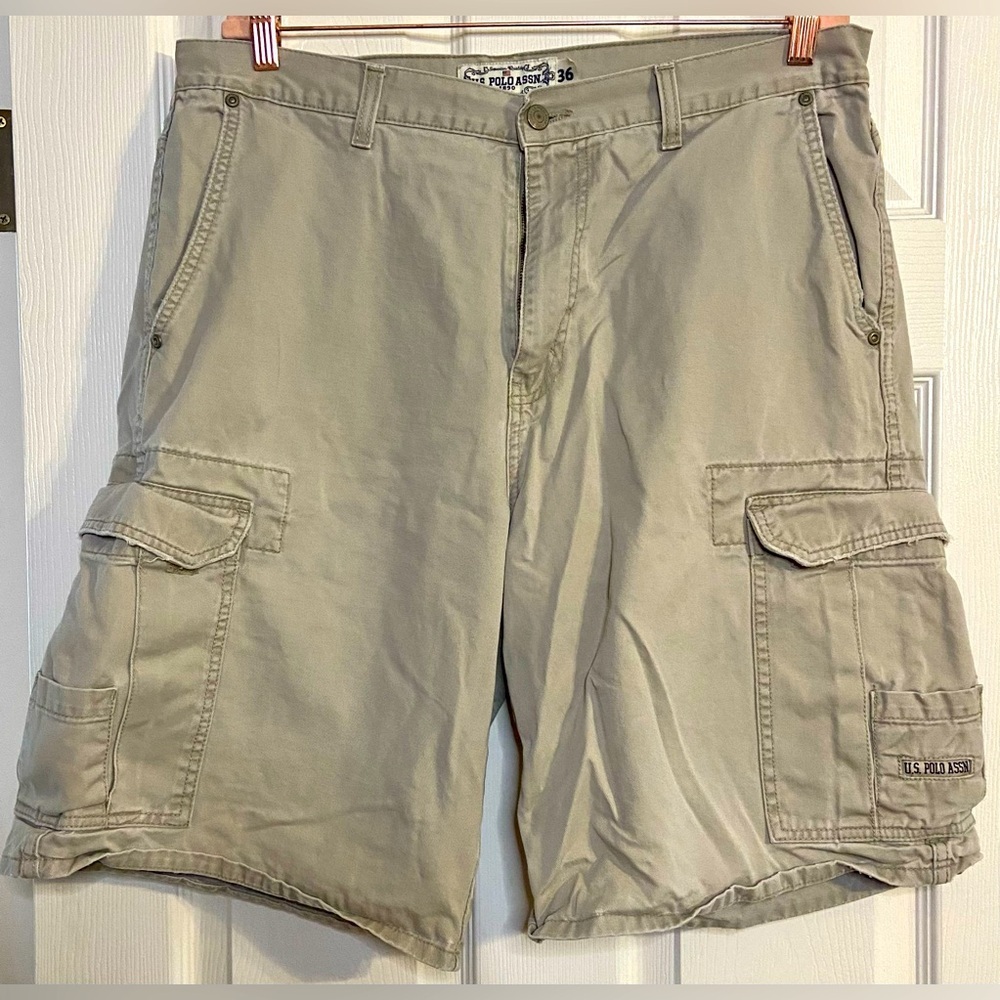 Cargo Shorts Men's Sz W36 U.S. Polo Association Khaki 4 Button Pockets Regular